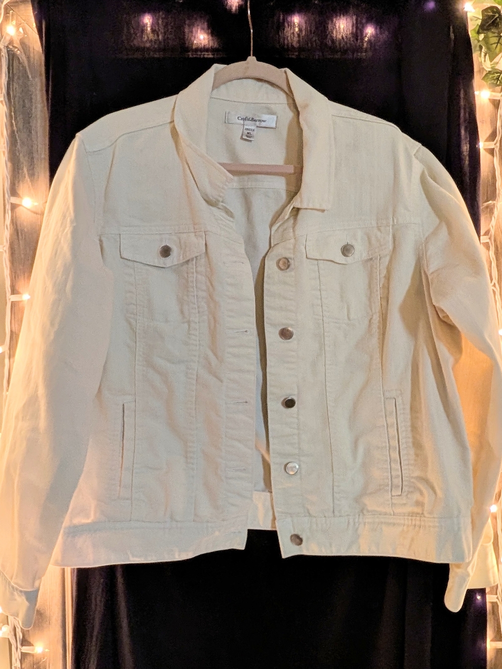 croft & barrow Cream Denim Jacket with Button Front